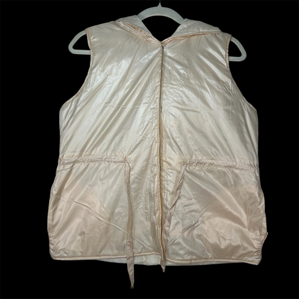 Marc New York Performance Puffer Vest M Cream Hooded Quilted‎ Cinched Waist